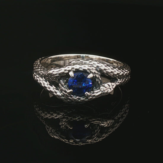 Two snakes ring with 7mm imitation birthstone - Le Dragon Argenté
