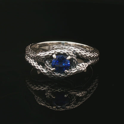 Two snakes ring with 7mm imitation birthstone - Le Dragon Argenté