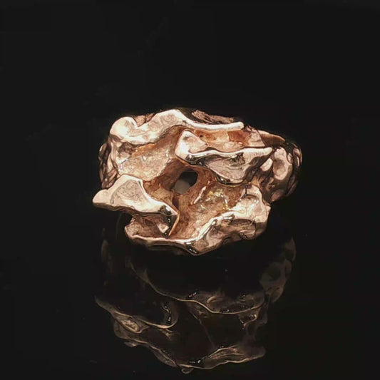 Large nugget style ring in antique bronze, size 11