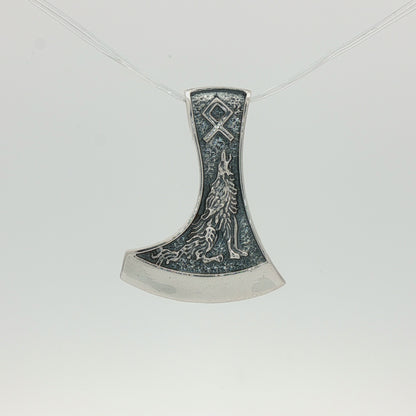 Pendentif tête de hache nordique en argent sterling ou bronze antique