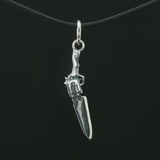 Final Fantasy 8 Gunblade charm pendant in sterling silver handmade geeky jewellery by Le Dragon Argenté