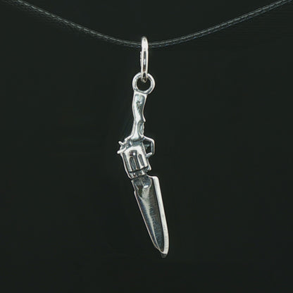 Final Fantasy 8 Gunblade charm pendant in sterling silver handmade geeky jewellery by Le Dragon Argenté