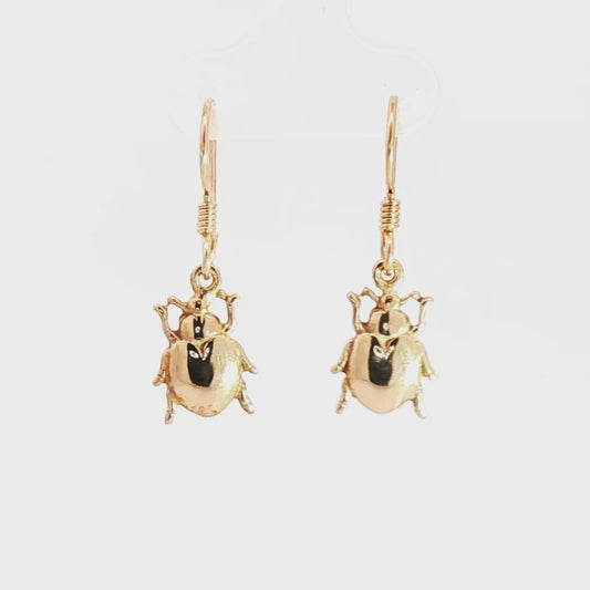 Beetle charm earrings nature inspired insect jewellery - Le Dragon Argenté