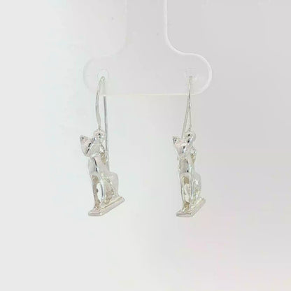 Handcrafted Bastet Cat Charm Earrings in sterling silver, antique bronze, or stainless steel by Le Dragon Argenté. Inspired by the Egyptian goddess Bastet, symbol of protection, joy, and feminine strength. These detailed feline earrings are perfect for mythology lovers, cat enthusiasts, and fans of Egyptian-inspired jewelry with spiritual meaning.