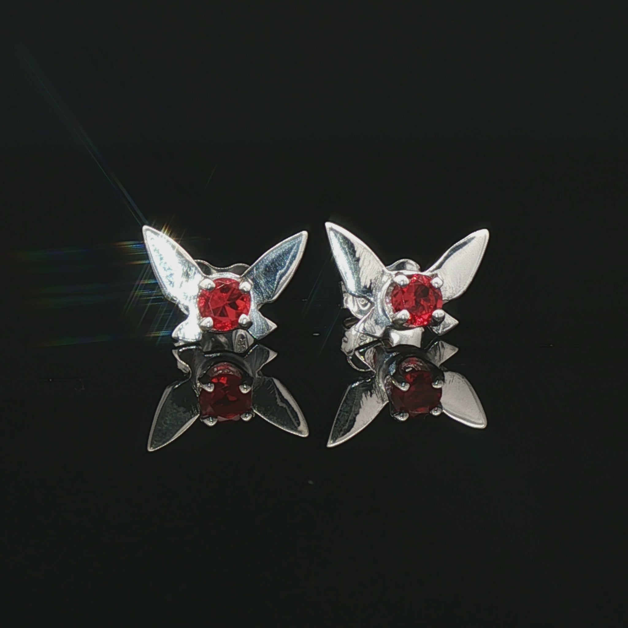 Legend of Zelda Navi Fairy Earrings in Sterling Silver with July CZ - Le Dragon Argenté - Bestseller - birthstone earrings - fairy earrings