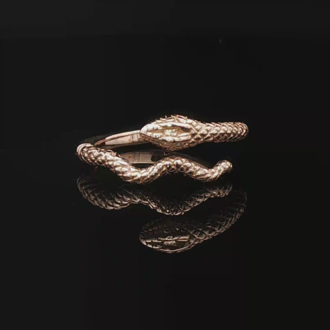 Adjustable Coiled Snake Ring in Antique Bronze - Le Dragon Argenté
