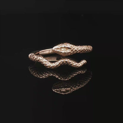 Adjustable Coiled Snake Ring in Antique Bronze - Le Dragon Argenté
