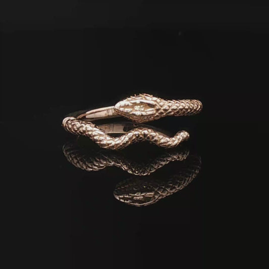 Adjustable Coiled Snake Ring in Antique Bronze - Le Dragon Argenté