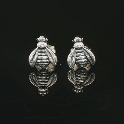 Bumblebee Stud Earrings In Sterling Silver