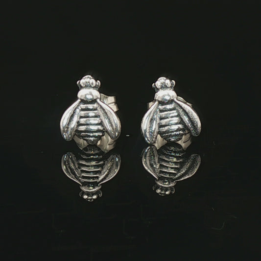 Bumblebee Stud Earrings In Sterling Silver