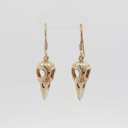 Raven Skull Earrings in Antique Bronze - Le Dragon Argenté