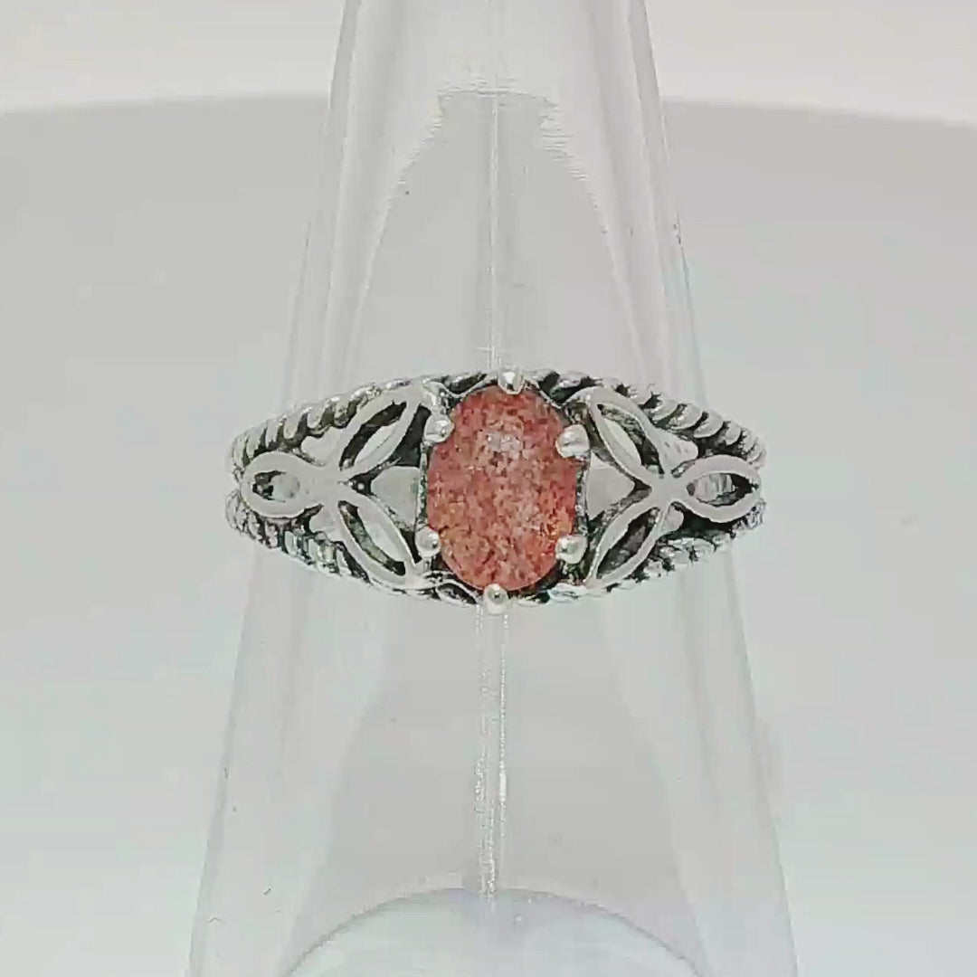 Celtic Triquetra Knotwork Gemstone Ring in Sterling Silver - Le Dragon Argenté