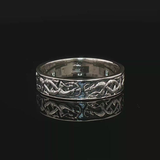 Celtic Hound Band In Sterling Silver - Le Dragon Argenté