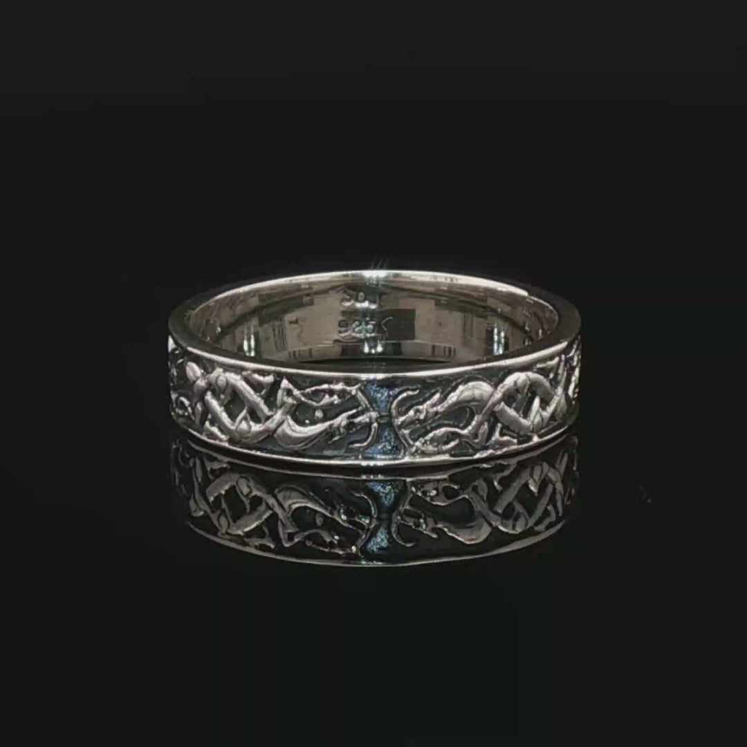 Celtic Hound Band In Sterling Silver - Le Dragon Argenté