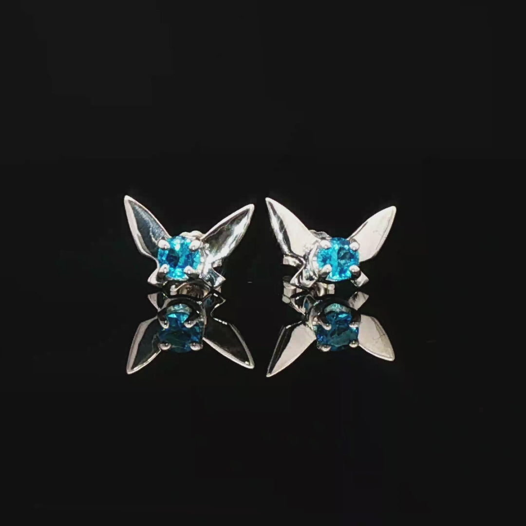 Legend of Zelda Navi Fairy Earrings in Sterling Silver with December CZ - Le Dragon Argenté - Bestseller - birthstone earrings - fairy earrings