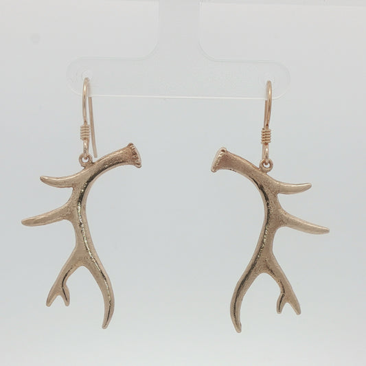 Boucles d'oreilles en bois de cerf en argent sterling ou bronze antique