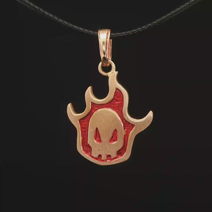 Pendentif Tête de Mort Enflammée avec Émail