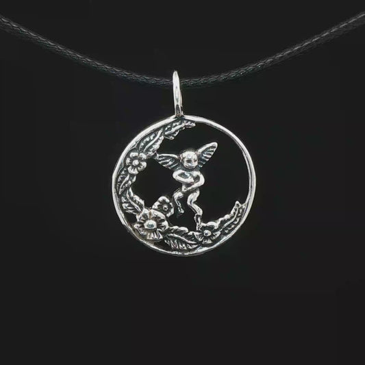 Cherub Charm Pendant in Sterling Silver