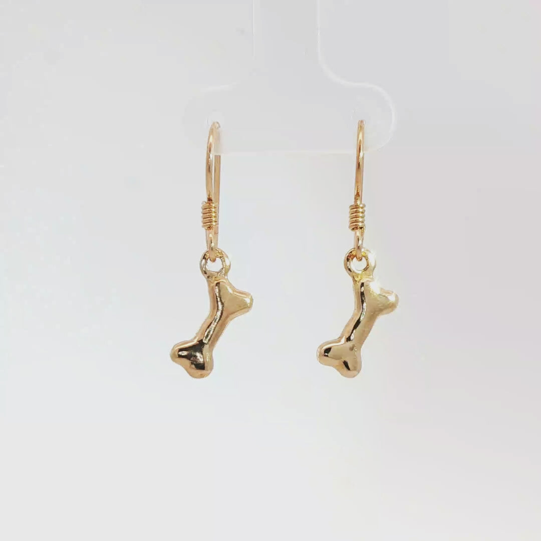 Pet themed dog bone charm earrings in sterling silver, antique bronze or stainless steel - Le Dragon Argenté
