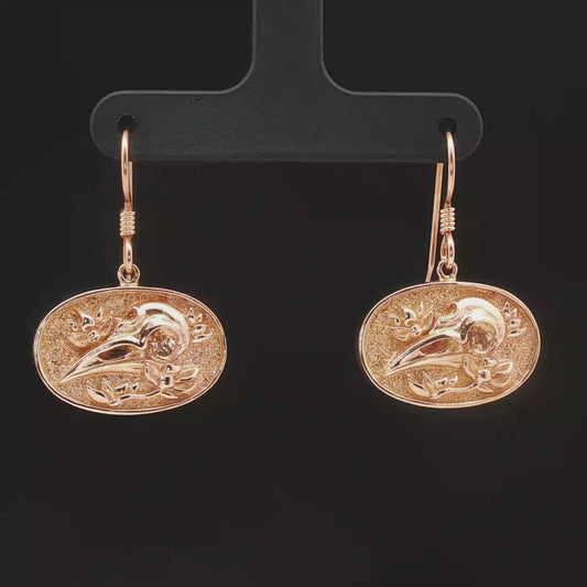 Raven Skull & Flowers Charm Earrings in Antique Bronze - Le Dragon Argenté