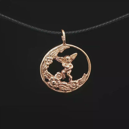 Cherub Charm Pendant in Antique Bronze