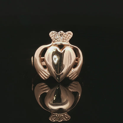 Mens Large Claddagh Ring in Antique Bronze - Le Dragon Argenté