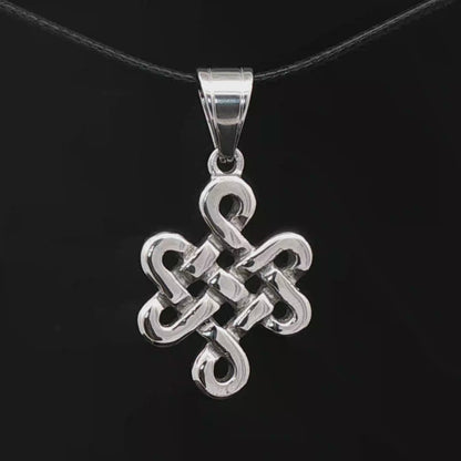 Large Endless Knot Pendant In Stainless Steel - Le Dragon Argenté