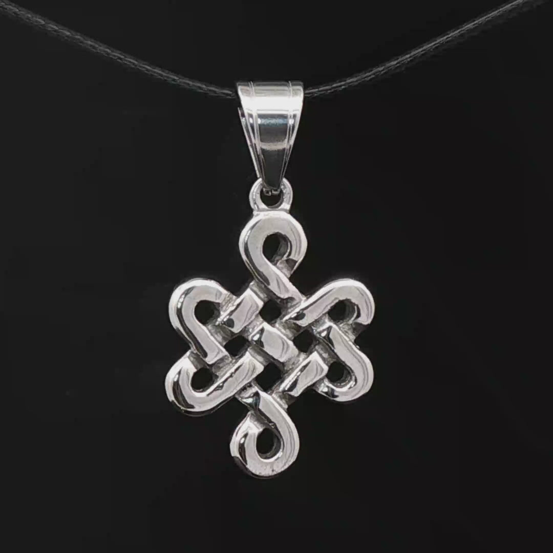 Large Endless Knot Pendant In Stainless Steel - Le Dragon Argenté