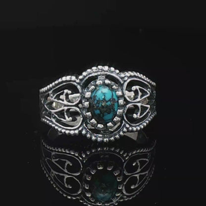 Vintage Style Filigree Ring with Gemstone in Sterling Silver - Le Dragon Argenté