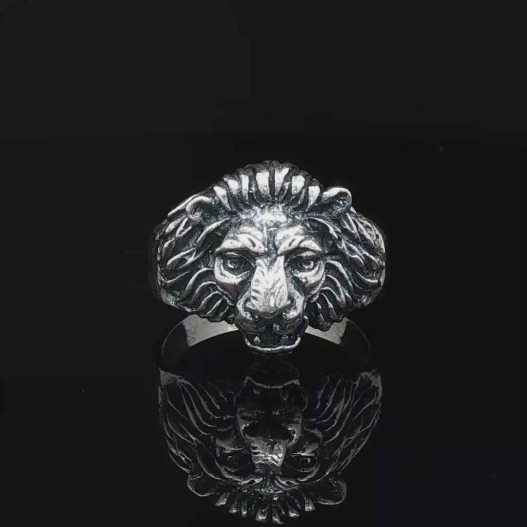 1950s Vintage Style Classic Lion Ring in Sterling Silver  - Le Dragon Argenté
