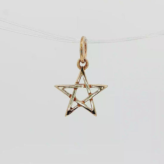Small Pentagram Charm Pendant in antique bronze handmade Pagan necklace charm. Small antique bronze pentagram pendant for witchy jewellery