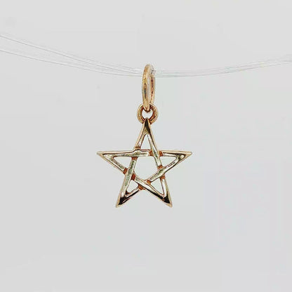 Small Pentagram Charm Pendant in antique bronze handmade Pagan necklace charm. Small antique bronze pentagram pendant for witchy jewellery
