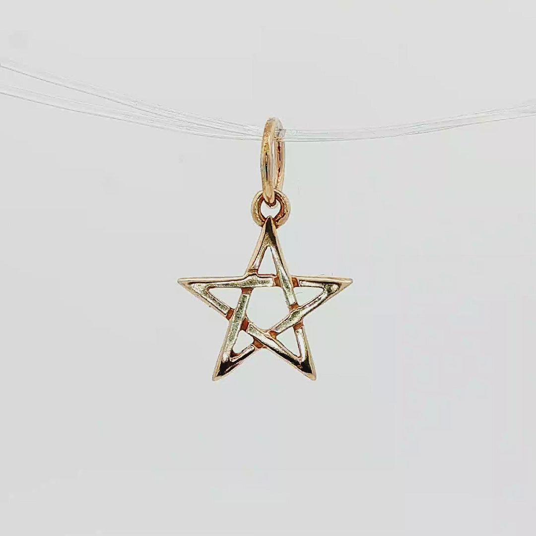 Small Pentagram Charm Pendant in antique bronze handmade Pagan necklace charm. Small antique bronze pentagram pendant for witchy jewellery