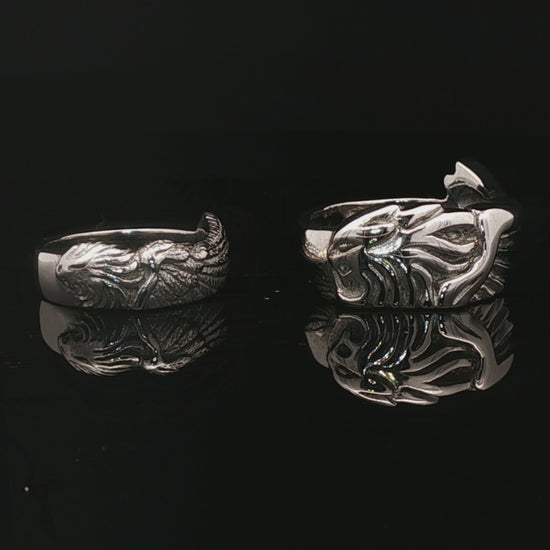 Final Fantasy 8 Griever Wedding Ring Set in Sterling Silver - Le Dragon Argenté