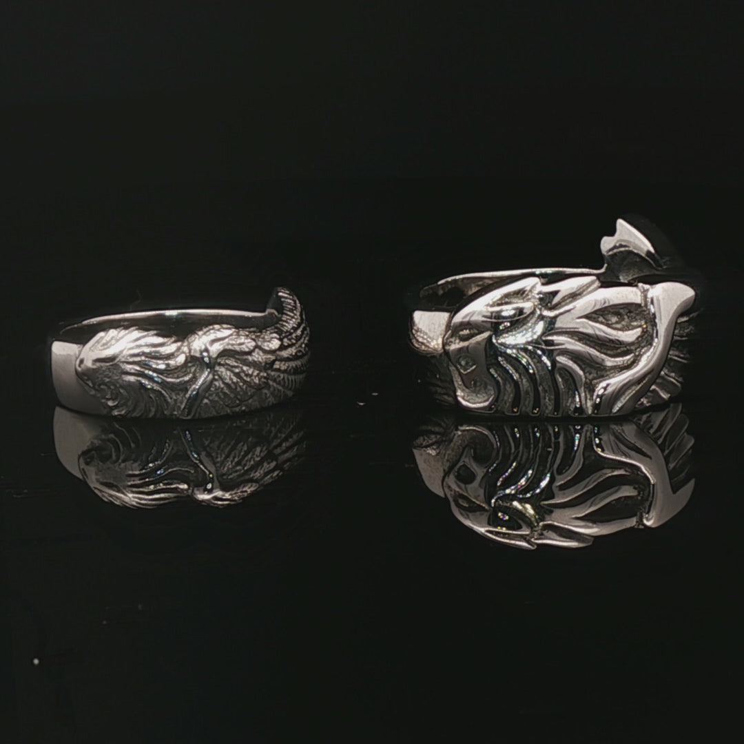 Final Fantasy 8 Griever Wedding Ring Set in Sterling Silver - Le Dragon Argenté