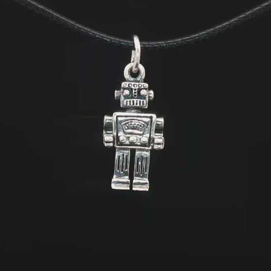 Sterling Silver Robot Charm Pendant