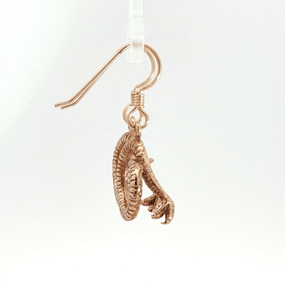 Antique bronze rattlesnake charm earrings, western gothic snake jewelry, small coiled serpent dangle earrings, desert inspired animal jewelry, edgy minimalist reptile earrings for everyday wear by Le Dragon Argenté