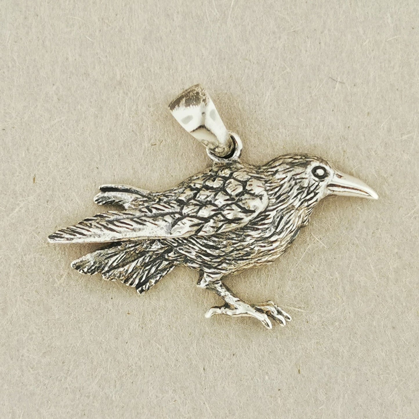 Raven Pendant in Sterling Silver or Antique Bronze - Le Dragon Argenté