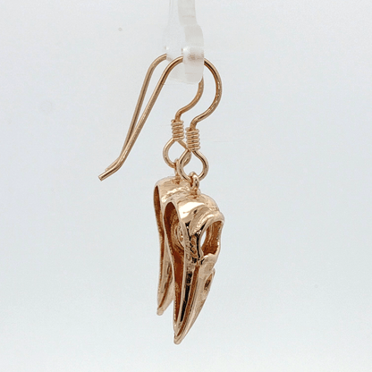 Raven Skull Earrings in Antique Bronze - Le Dragon Argenté