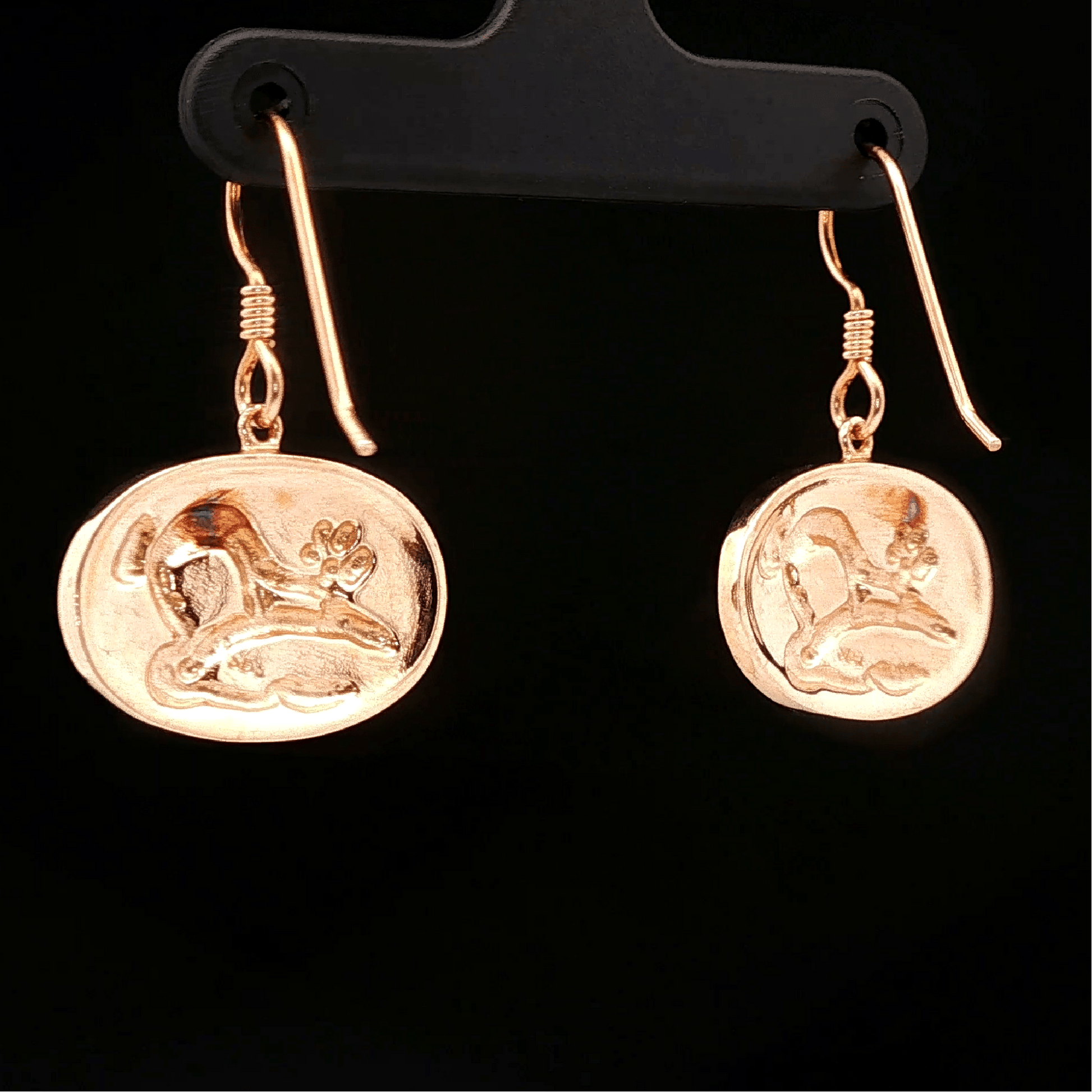 Raven Skull & Flowers Charm Earrings in Antique Bronze - Le Dragon Argenté