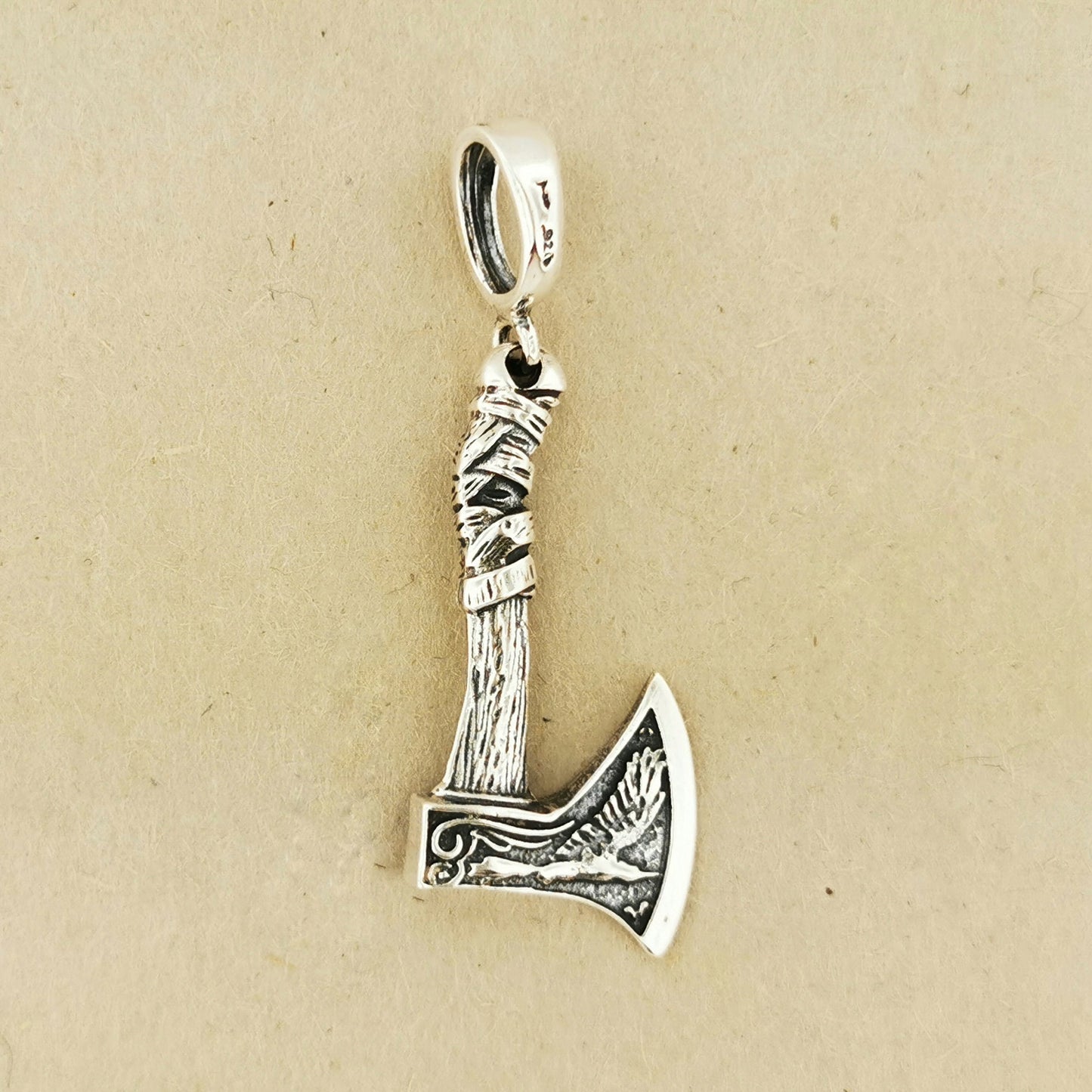 Small Axe Pendant in Sterling Silver, Odin Ravens Pendant, Viking Pendant, Viking Warrior Axe Pendant, Antique Axe Charm, Silver Viking Pendant, Silver Viking Charm, Silver Viking Warrior Pendant, Silver Viking Jewelry