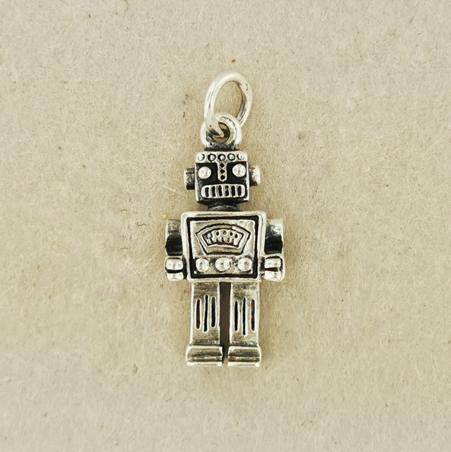 3d Robot Charm Pendant In Sterling Silver, Silver Robot Pendant, Silver Robot Charm, Silver Robot Charm Pendant, Robot Jewelry, Robot Jewellery, Retro Robot Pendant, 1950s Robot, 50s Robot, Vintage Robot Pendant, Robot Toy Pendant, Atomic Robot Pendant, Atomic Jewelry, Midcentury Robot, Sci-Fi Robot Pendant