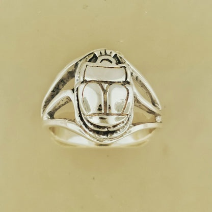 Egyptian Scarab Ring in Sterling Silver, Mid Century Egyptian Scarab Ring, Scarab Beetle Ring, Ancient Egyptian Style Ring, Silver Scarab Ring, Sterling Silver Egyptian Scarab Ring, Silver Beetle Ring, Ancient Egyptian Ring, Silver Esoteric Ring