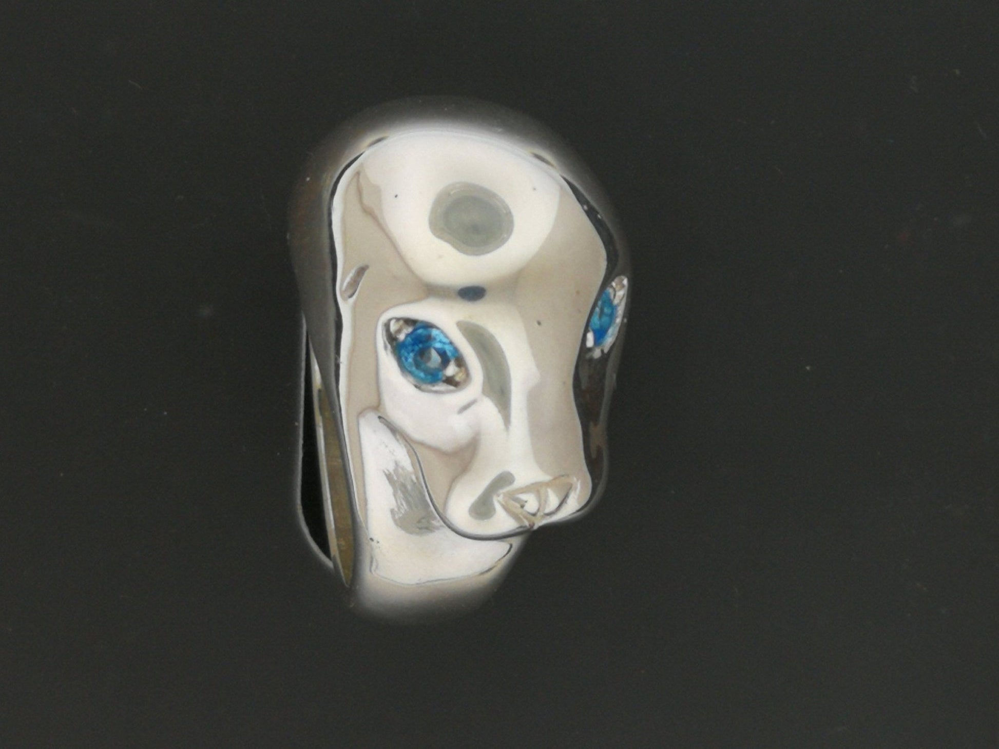 Seal Head Ring with Gemstone Eyes in Sterling Silver - Le Dragon Argenté