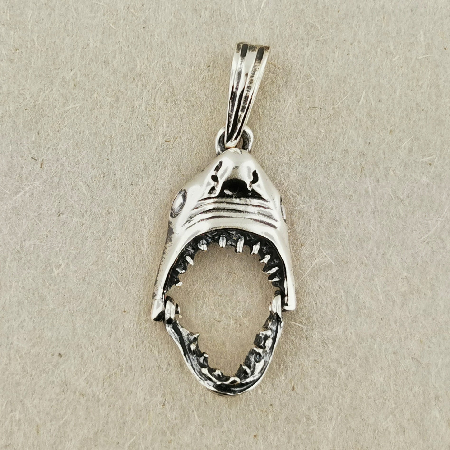 Shark Head Pendant in Sterling Silver or Antique Bronze - Le Dragon Argenté