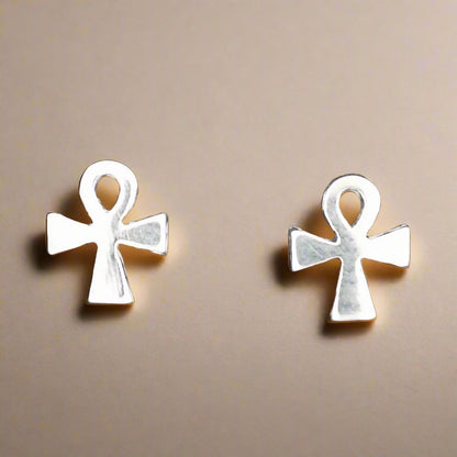 Silver Ankh Stud Earrings - Le Dragon Argenté