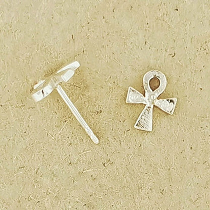 Silver Ankh Stud Earrings - Le Dragon Argenté