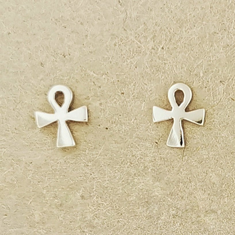 Silver Ankh Stud Earrings - Le Dragon Argenté