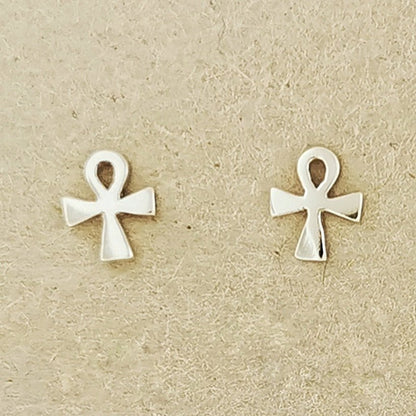 Silver Ankh Stud Earrings - Le Dragon Argenté