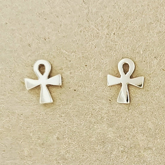 Silver Ankh Stud Earrings - Le Dragon Argenté